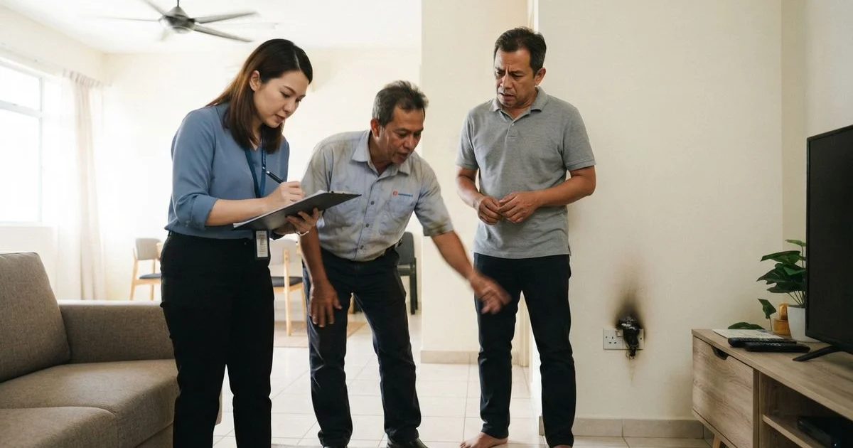 Who is liable when faulty wiring causes a fire or damage in Malaysia